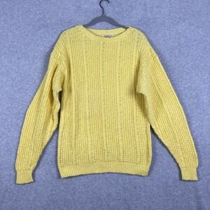 Native American Alps Yellow Knit Sweater Mens M Crewneck Dad Fisherman Vintage